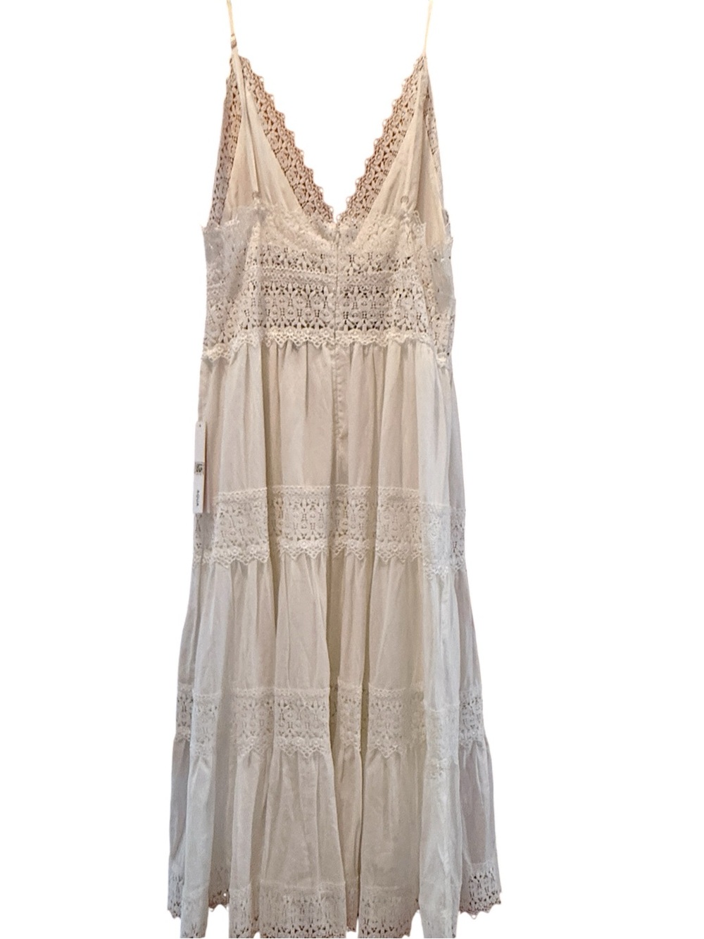 Aqua by Bloomie's Pretty White Maxi Sundress w/Spaghetti Straps & Lace Detail - Picture 4 of 13
